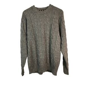 Barbour Men's L Gray Speckled Caledonia Cable Knit Wool Blend Sweater